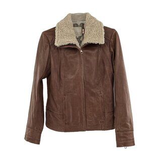 Ted Baker Leather Lined With Removable Shearling Collar Women's Size 2